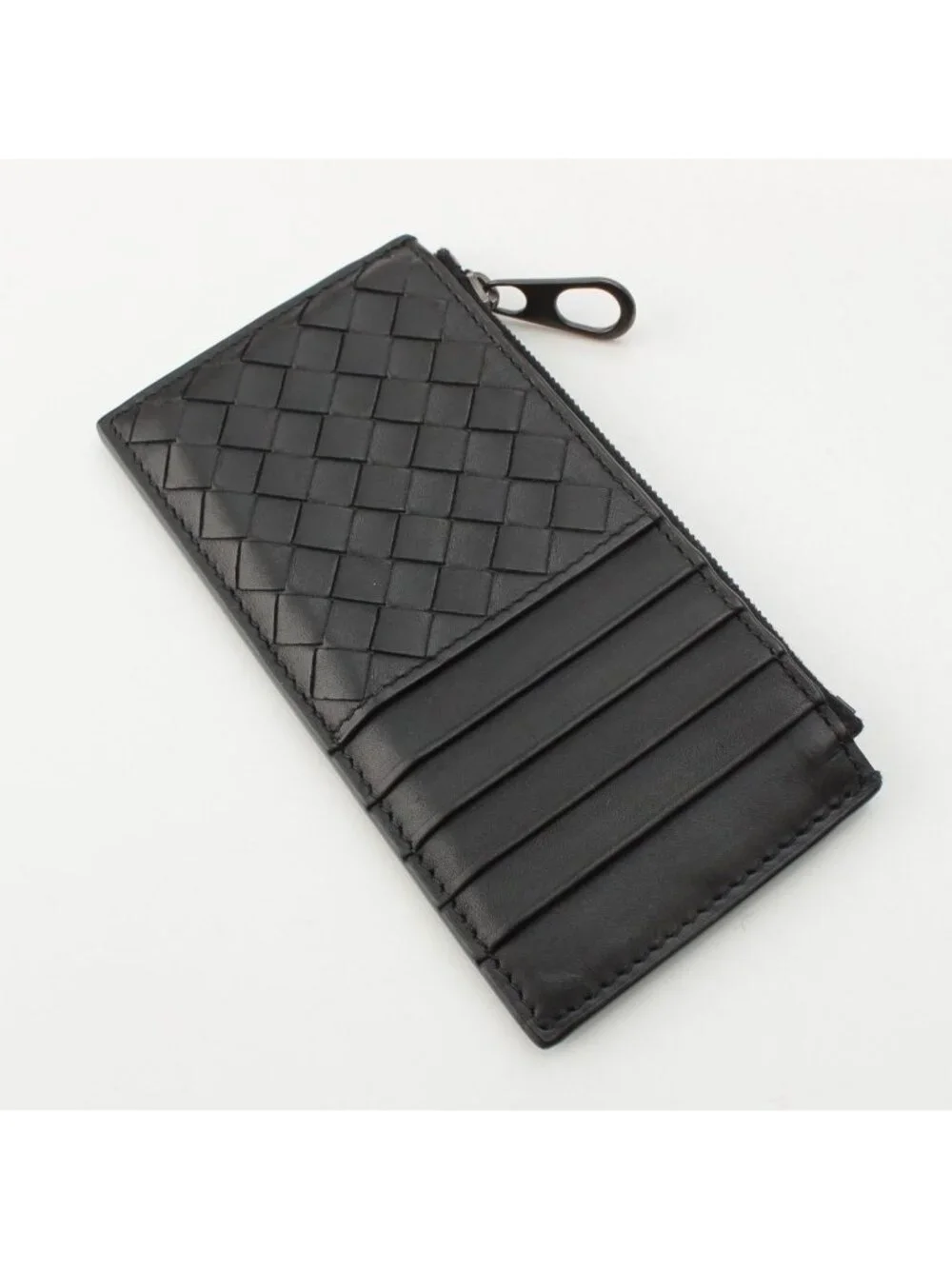 Bottega Veneta Leather Intrecciato Fragment Case Card Black